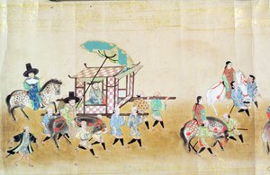 Partie de la sixième ambassade coréenne au Japon lors de la succession de Tokugawa Ietsuna en 1651, peut-être par Kano Masunobu (1625-94) 1655-57 - Japanese School