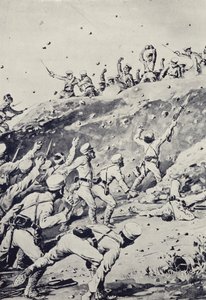 Soldats Russes jetant des Pierres depuis une Position sur le To-shan - Japanese School
