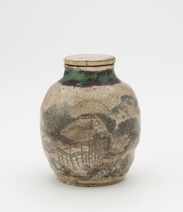 Pot à thé pour sencha, avec couvercle assorti, pot à thé (sencha tsubo) - Japanese School