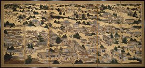 Vues de Kyoto et de ses environs (Rakuchu rakugai zu), vers 1616-1624 (encre, couleur et feuille d