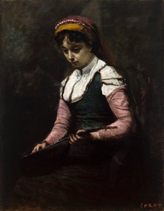 Fille avec mandoline - Jean-Baptiste-Camille Corot