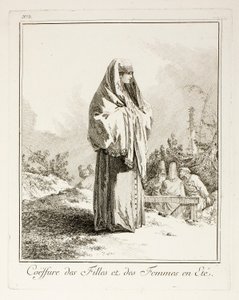 Coiffure pour filles et femmes en été, planche trois de Divers Habillements des Peuples du Nord - Jean-Baptiste Le Prince