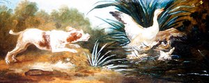 Paysage avec un chien chassant des canards - Jean Baptiste Oudry
