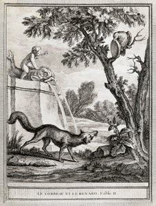 Le Corbeau et le Renard, illustration de Jean-Baptiste Oudry pour la fable de Jean de La Fontaine