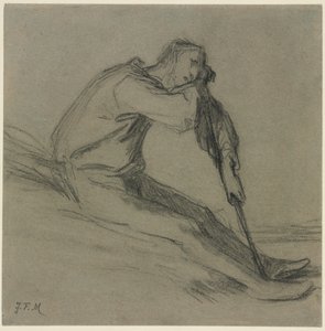 Paysanne assise se reposant sur une houe - Jean-Francois Millet