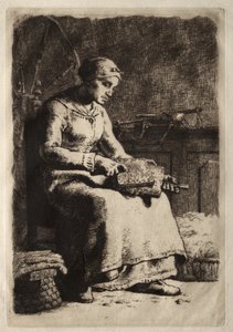 Femme cardant la laine - Jean-Francois Millet