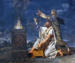 Un jeune guerrier romain accompagné de son père demande aux dieux le succès de ses armes, c.1780 - Jean Germain Drouais