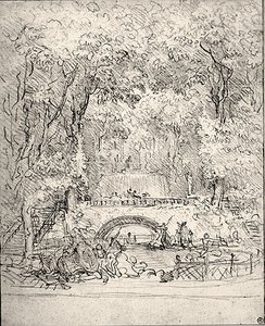 Cascade dans un jardin