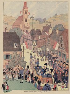 Réception du Roi Charles X de France dans un village du Bas-Rhin, Alsace - Jean Jacques Waltz