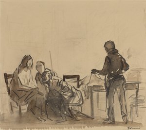 Avant le repas à Emmaüs