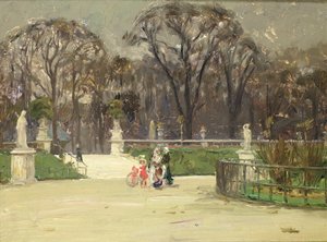 Dans le jardin du Luxembourg (huile sur toile) - Jean Louis Lefort