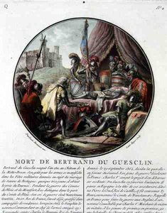 La mort de Bertrand du Guesclin (1311-80) gravée par Louis Roger - Jean (after) Duplessis Bertaux