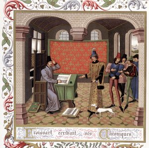 Froissart écrivant ses chroniques - Miniature, Moyen Âge