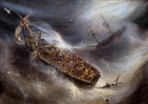 Dévotion du capitaine Dess, de Bordeaux, envers le navire hollandais Columbus, dans la tempête - Jean Antoine Theodore Gudin