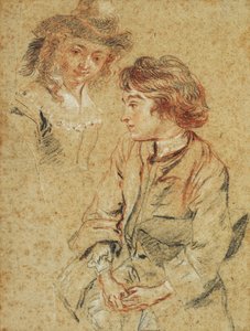 Jeune homme assis, trois-quarts de longueur, tenant son chapeau, c.1717