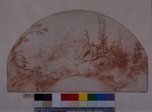 Une bergère assise avec son berger - Jean Antoine Watteau