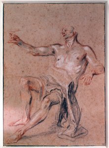 Homme nu Dessin au crayon par Jean Antoine Watteau (1684-1721) 18e siècle Paris, Musée du Louvre - Jean Antoine Watteau
