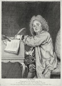 Portrait de Jean-Ferry Rebel (1666-1747) gravé par Moyreau - Jean Antoine Watteau