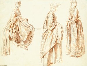 Trois dames de profil à droite, l