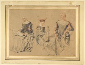 Trois Études de Femmes Assises - Jean Antoine Watteau