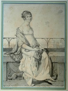 Portrait de Mademoiselle Barbara Bansi assise dans un paysage italien - Jean Auguste Dominique Ingres