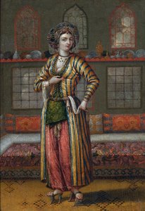 Portrait de femme de la noblesse de Constantinople chaussée de chaussures de hammam