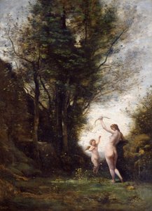 Une nymphe jouant avec Cupidon - Jean Baptiste Camille Corot