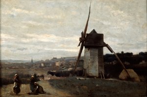 Un moulin à vent, Étretat, 19e siècle