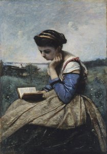 Une femme lisant - Jean Baptiste Camille Corot
