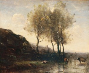 Vacher se reposant au pied des collines fraîches, c.1855-65 - Jean Baptiste Camille Corot