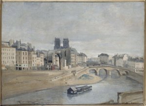 French: Le Quai des Orfèvres et le Pont Saint Michel Quai des Orfèvres et pont Saint-Michel by Jean-Baptiste Corot