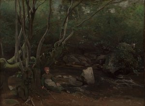 Lormes : Fille-chèvre assise près d