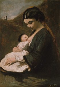 Mère et enfant, probablement années 1860 - Jean Baptiste Camille Corot
