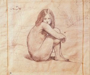 Jeune fille nue assise, dessin de Jean-Baptiste-Camille Corot (1796-1875)
