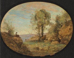 Berger surplombant une gorge rocheuse, 1859 - Jean Baptiste Camille Corot