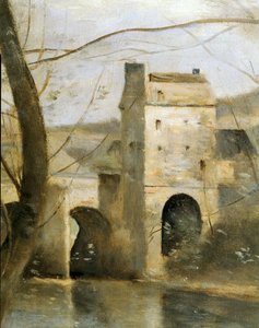 Le pont de Mantes, France ... - Jean-Baptiste-Camille Corot