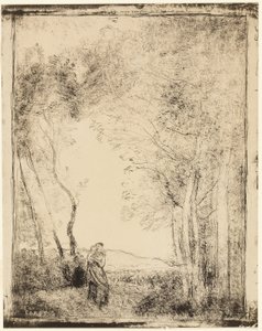 Jeune mère au bord des bois