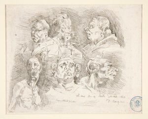 Croquis de têtes grotesques
