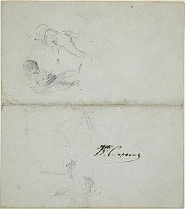 Esquisses de deux enfants, bateaux en mer (recto) ; Esquisses d