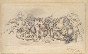 Départ de la course des chevaux Barberi, Rome