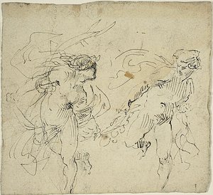 Deux figures masculines en mouvement