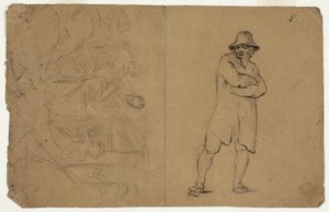 Deux esquisses : Homme debout aux bras repliés et Groupe de figures - Jean Baptiste Carpeaux