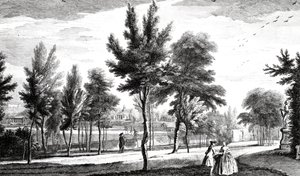 Vue des Champs Élysées depuis la source d