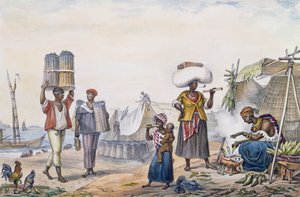 Noirs vendant du charbon et du maïs, de 