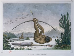 Indien Cabocle chassant des oiseaux avec un arc et des flèches, de Voyage Pittoresque et Historique au Brésil, publié en 1839