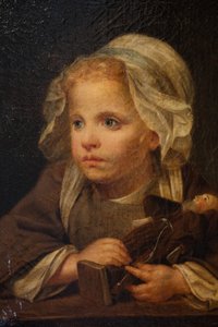 Fille avec capucin, détail - Jean Baptiste Greuze