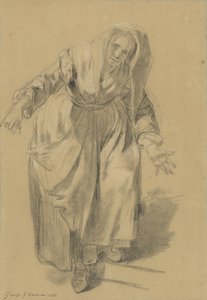 Vieille femme aux bras tendus (étude pour le geste napolitain) - Jean Baptiste Greuze