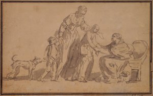 Deux enfants et leur mère accueillis par une vieille nourrice - Jean Baptiste Greuze