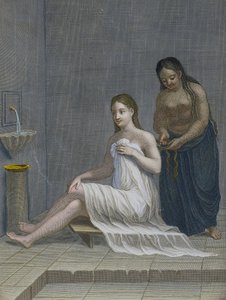 Jeune fille turque, se faisant tresser les cheveux dans les bains, XVIIIe siècle