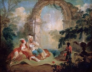 Pacha turc et odalisque, fin 18e ou début 19e siècle